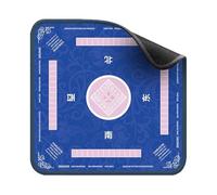 Mahjong Mat Tablecloth Noise Reduction Mahjong Table Mat for Poker Domino Card Board Games Anti-slip Square Playmat Cover for Mah(Blue,70CM)