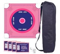 Mahjong Mat with Carrying Bag - 32"x32" Non-Slip Noise Reducing Table with 4 Mahjong Rules Cards 2025 and 2 Dice Cover for American Mahjong, Poker, Card & Board Games, Premium Gaming Mat
