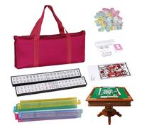 Mahjong Play Set, Compact Mahjong Set with Practical Carry Bag, Portable Strategy Game Including Dice & Instructions for Adults and Beginners