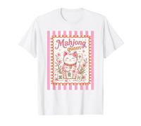 Mahjong Queen Lucky Cat Floral Graphic Value Graphic T-Shirt, Men, White, M