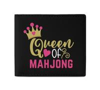 Mahjong Queen Men Wallet Leather Bifold Wallets with Window Slim Minimalist Front Pocket