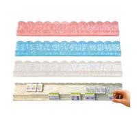 Mahjong Rack, 4 Pieces Non-Slip Acrylic Stand with Pushers, 44.4cm Mahjong Tile Holder, Perfect for Travel Practice Tabletop Game Players, Durable Portable Accessories