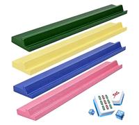 Mahjong Rack Set - Lightweight Dominoo Tile Holders, 4 Player Game Stand System, Stable Grip Design | Group Game Accessories for Family Nights, Festive Events, Club Play and Travel Gamingg Use