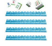 Mahjong Racks with Pushers - Waterproof Acrylic Set, 4 Piece American Mah Jongg Tile Holder System for Smooth Gameplay Organization, Home Game Night Clubs Vacation Holiday Use