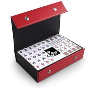 Mahjong Set, 144PCS Chinese Mahjong Tiles Set, Easy To Read Mah Jong Game, Solid Structure, Portable Mini Size with English Number for Travel Party Family Leisure Time, Ideal Board Game 麻将, 30x22mm