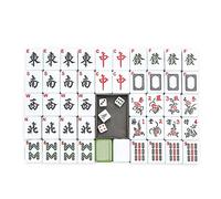 Mahjong Set, Professional Chinese Mahjong Game Set - with 144 Medium Size Tiles, 3 Dice and a Wind Indicator - for Chinese Style Game Play