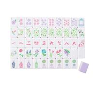 Mahjong Set with Floral Design, Premium Acrylic Tiles, Portable Mahjong for Home Storage Game with Set Gi Bag Party