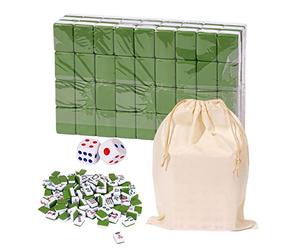 Mahjong Sets, Chinese Mahjong Game Set Full Size, Chinese Traditional Board Game With146 Melamine Resin Mahjong Tiles And Large Storage Bag, Portable Table Games For Family Leisure Time -Green