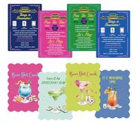 Mahjong Shuffler Cards Set-8 PCS Wall & Cocktail Theme PVC Tiles with Double-Sided Rules - Waterproof Durable Mahjong Accessories for Easy Setup | Unique Gifts for Mahjong Lovers, Women & Men（17*13cm)