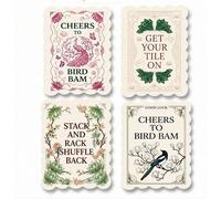 Mahjong Shuffling Cards, 1mm Extra Thick Tile Shuffler Set (4 Pcs), Durable PVC Mahjong Accessories for Easy Pickup & Fast Mixing, 6.7x5.1", Portable Gift for Friends Gathering & Game Night (E-01)