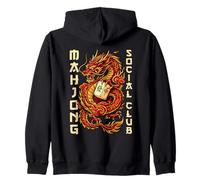 Mahjong Social Club Bamboo Peacock Tile Player Zip Hoodie