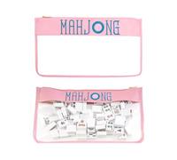 Mahjong Storage Bag, American Mah Jongg Case with Zipper, Protective Carrying Case for Tiles and Accessories (Pink, Large)