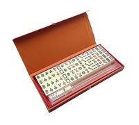 Mahjong Tile Game - 144 Piece Portable Set, Resin 20x14x10 mm | Includes 2 Dice, 4 Tile Racks, 2 Replacement Tiles, 8 Flower Tiles for Adults, Beginners, Home Travel, Party Fun, Famili