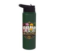 Mahjong Tile Game The Four Gentlemen Floral Design Stainless Steel Insulated Water Bottle