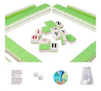 Mahjong Tile Set, English Word Mahjong Game Set for Adults & Teens, Alphabet Word Game,108 Mahjong Tiles + English Stickers + Dice + Storage Bag + Penalty Disk