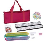 Mahjong Tile Set - Miniature Strategy Collection, Travel Friendly Game Pack, Classic Pattern Blocks, Easy Carry Storage Case, Social Recreation Board Set | Women Adults Indoor Outdoor Game Nights
