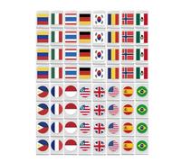 Mahjong Tiles Set 65PCS Flag Pattern Tile Games Family Board Games, Family Party Games Blocks Mahjong Tiles Set for Picnic