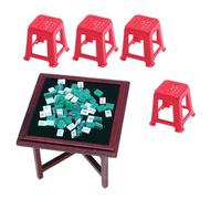 Mahjong Tiles Set Toy Figure Model Realistic Vintage Realistic Dolls House Pretend Girls Gift Mahjong Set Toy Creative Dollhouses Lover