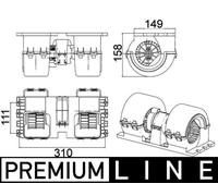 MAHLE AB145000P Interior Blower Heating 2 Pins 129mm Diameter 24V Fits DAF
