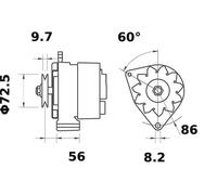 MAHLE Alternator MG 628 14V 65A MG628