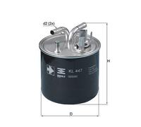 Mahle Original Fuel Filter KL 447 – In-Line, 108 mm diameter, 135.6 mm height – Fits Audi A8