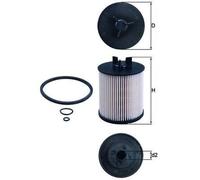 MAHLE KX86/1D Fuel Filter Insert 74.5mm Diameter 98mm Height Fits Audi A2