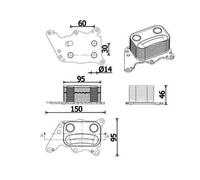 MAHLE CLC278000S Engine Oil Cooler Brazed Cooling Fins 150mm Length Fits Mini