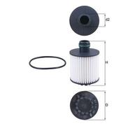 MAHLE OX1171D Oil Filter Insert 66mm Diameter Fits Alfa Romeo Fiat Opel Vauxhall