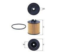 MAHLE OX341D Oil Filter Insert 65mm Diameter 72mm Height Fits Audi Seat Skoda VW