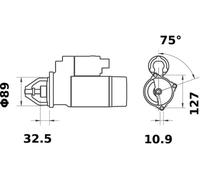 Starter 10.9mm Bore Diameter 89mm Flange Diameter 10 Teeth Replacement MAHLE