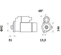 Starter 13.5mm Bore Diameter 12 Teeth Clockwise Rotation Replacement MAHLE