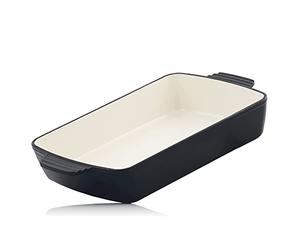 Mahlzeit Cast Iron Casserole Dish Square 3.8L Blue Berry | Cast Iron Enamel | Lasagne Dish High Oven Dishes Enamelled Rectangular