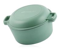 Mahlzeit Enamelled cast Iron Pot | 6.9 litres | Mint | Cast Iron Pot with lid and Handles | Traditional cast Iron Pot | Enamel Pot | Bread Baking Pot | Casserole | Round | Kazan | Multifunctional lid