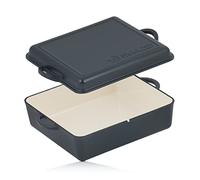 Mahlzeit Enamelled cast Iron Roasting Dish with lid | 10.5 litres | Blueberry | Oven-Safe | Induction-Safe | Large | Casserole Dish | Cocotte | Baking Pot for All Heat Sources | Moisture-Locking lid