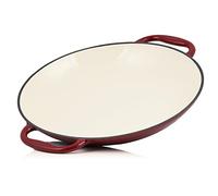Mahlzeit Paella Pan Enamelled Diameter 35 cm Cast Iron Pan with Two Handles Grill Pan, Paella Pan Grill, Paella Pan Oven-Safe, Paella Pan Cast Iron Pan for Gas Grill (Dark Cherry)