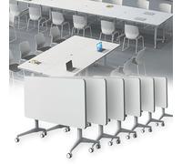 MAHNFEID Modern Folding Conference Table, White, 47" (120*60*75cm), 6pack