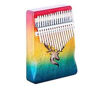 Mahogany 17 Keys Kalimba Thumb Piano Engraving Musical Notes Teenagers, Beginners Finger Piano with Velvet Bag, Tune Hammer(Thumbnail B)