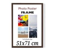 Mahogany 71 x 51 cm Poster Frames - Large MDF Wooden Frames 51x71 cm - Both Ways Wall Hanging Wall Gallery Living Room Photo Picture Frame With Shatterproof Perspex Sheet