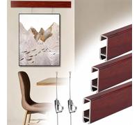 Mahogany Grain Picture Hanging Track 150 Cm, Reverse Snap Picture Rail System for Gallery, Concealed Wall Hanging Rail for Hallway 1 2 3 5 Pcs(3 pcs)