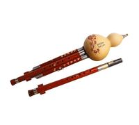 Mahogany Hulusi Double Tone Cucurbit Flute C Down B Key Gourd Flute Traditional Performance Handmade Gourd Instrument