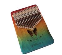 Mahogany Kalimba Thumb Piano with Cleaning Cloth, Tune Hammer Note Stickers Piano Bag, Finger Piano Music Lovers Teenagers(17 keys,Butterfly A)