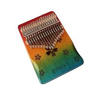 Mahogany Kalimba Thumb Piano with Cleaning Cloth, Tune Hammer Note Stickers Piano Bag, Finger Piano Music Lovers Teenagers(17 keys,Clover A)