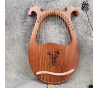 Mahogany Lap Harp Portable 19 Strings Lyre Harp with Tuning Wrench Cleaning Cloth Learning Guide, Lyre Instrument for Wedding, Birthday(Deer C)