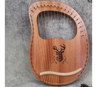 Mahogany Lap Harp Portable 19 Strings Lyre Harp with Tuning Wrench Cleaning Cloth Learning Guide, Lyre Instrument for Wedding, Birthday(Deer A)