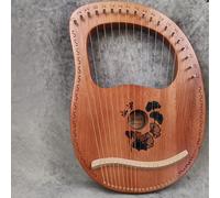 Mahogany Lap Harp Portable 19 Strings Lyre Harp with Tuning Wrench Cleaning Cloth Learning Guide, Lyre Instrument for Wedding, Birthday(Leaf A)