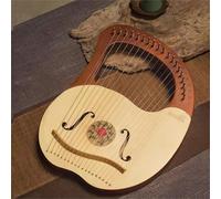 Mahogany Lyre Harp Adjustable Pitch for Beginners, Lap Harp with Gig Bag Tuning Wrench Cleaning Cloth, Mini Harp Travel(E-19 strings)