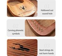 Mahogany Lyre Harp Beginners Lap Harp, Tuning Wrench Spare Storage Bag, Lever Harp Music Enlightenment(19-string-A-Log)