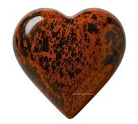 Mahogany Obsidian Crystal Heart Palm Stone - Pocket Massage Worry Stone for Natural Body Chakra Balancing, Reiki Healing and Crystal Grid