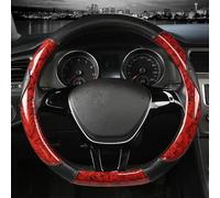 Mahogany Wood Grain D Shape Car Steering Wheel Cover For Santana 2016-2021 Auto Accessories(Rosso)
