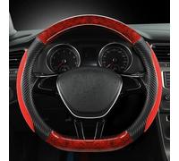 Mahogany Wood Grain D Shape Car Steering Wheel Cover For Santana 2016-2022 Auto Accessories(Rosso)